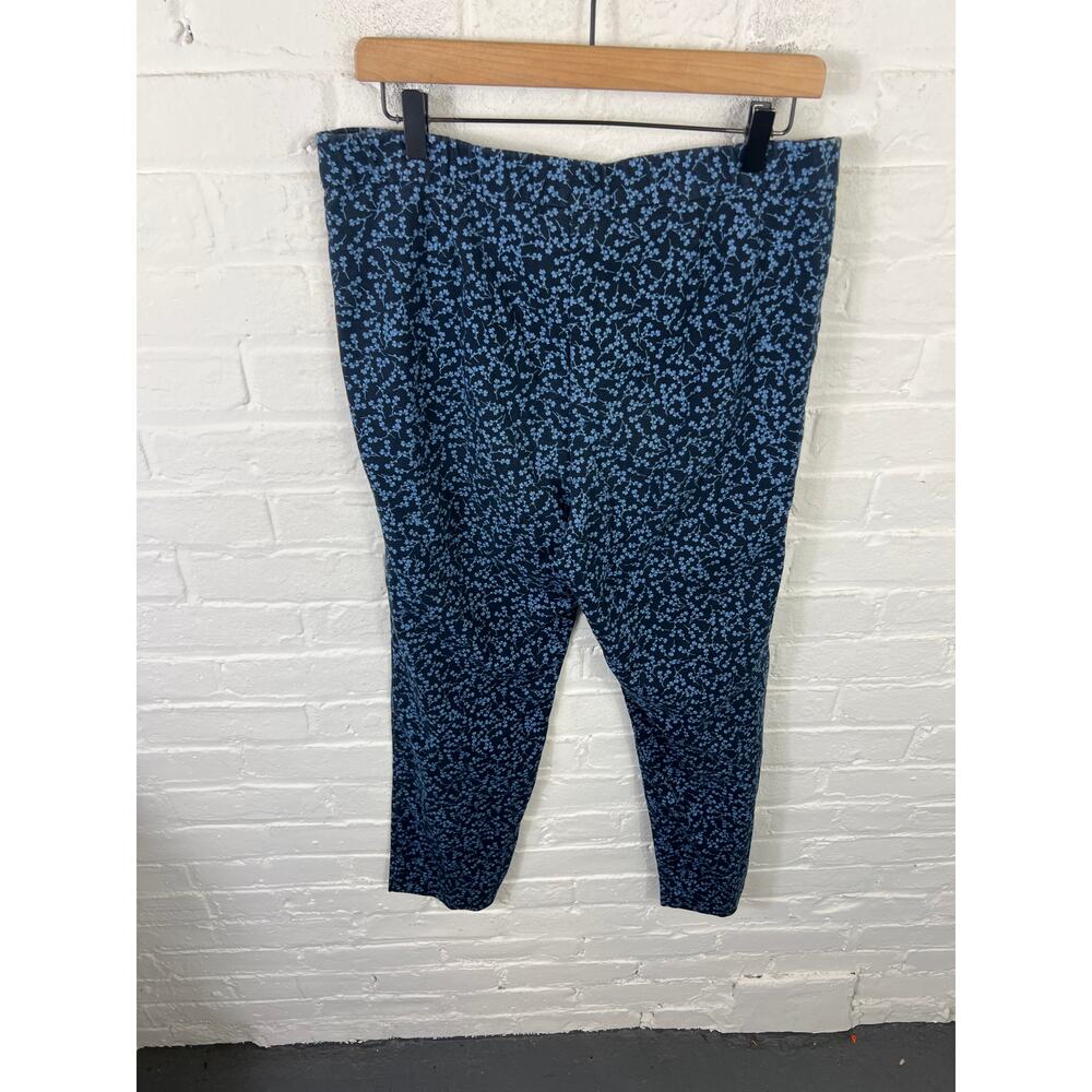 J. Jill Women's Pull On Pants Floral Print Elastic Waist Stretch Blue Size 14 - Picture 3 of 5